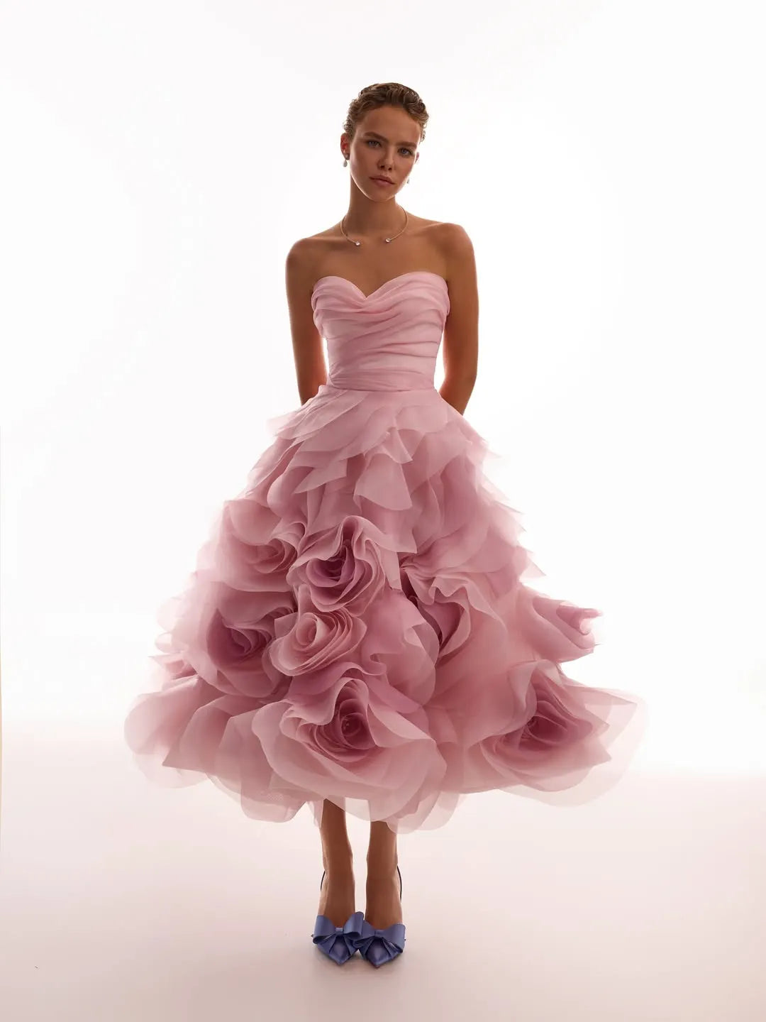 Glamorous Pink Sweetheart Floral Sleeveless Pleated Prom Dress