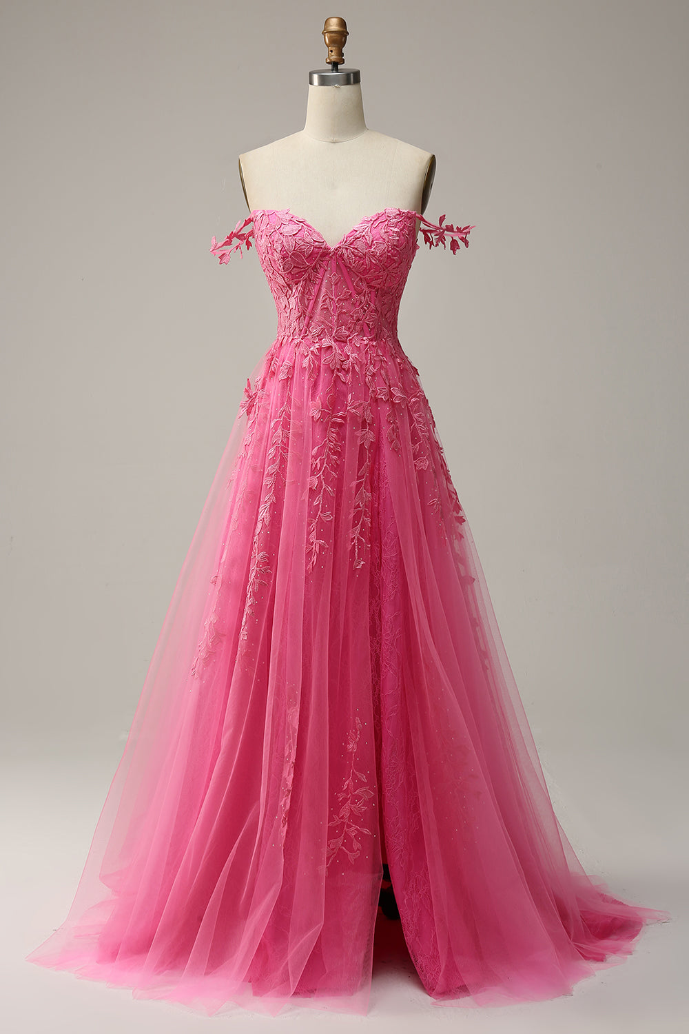 A Line Spaghetti Straps Navy Prom Dress with Appliques