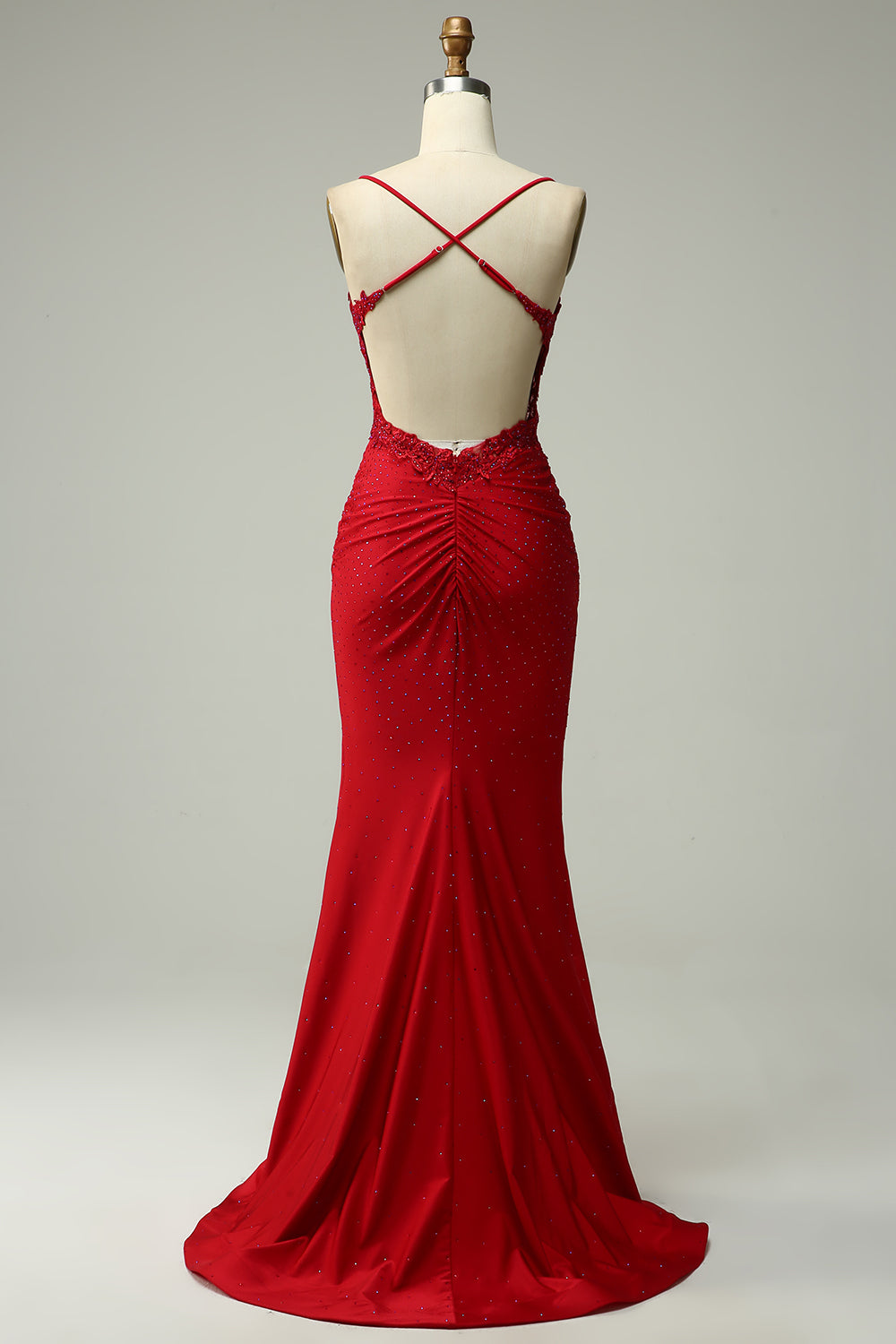Mermaid Dark Green Satin Spaghetti Straps Prom Dress