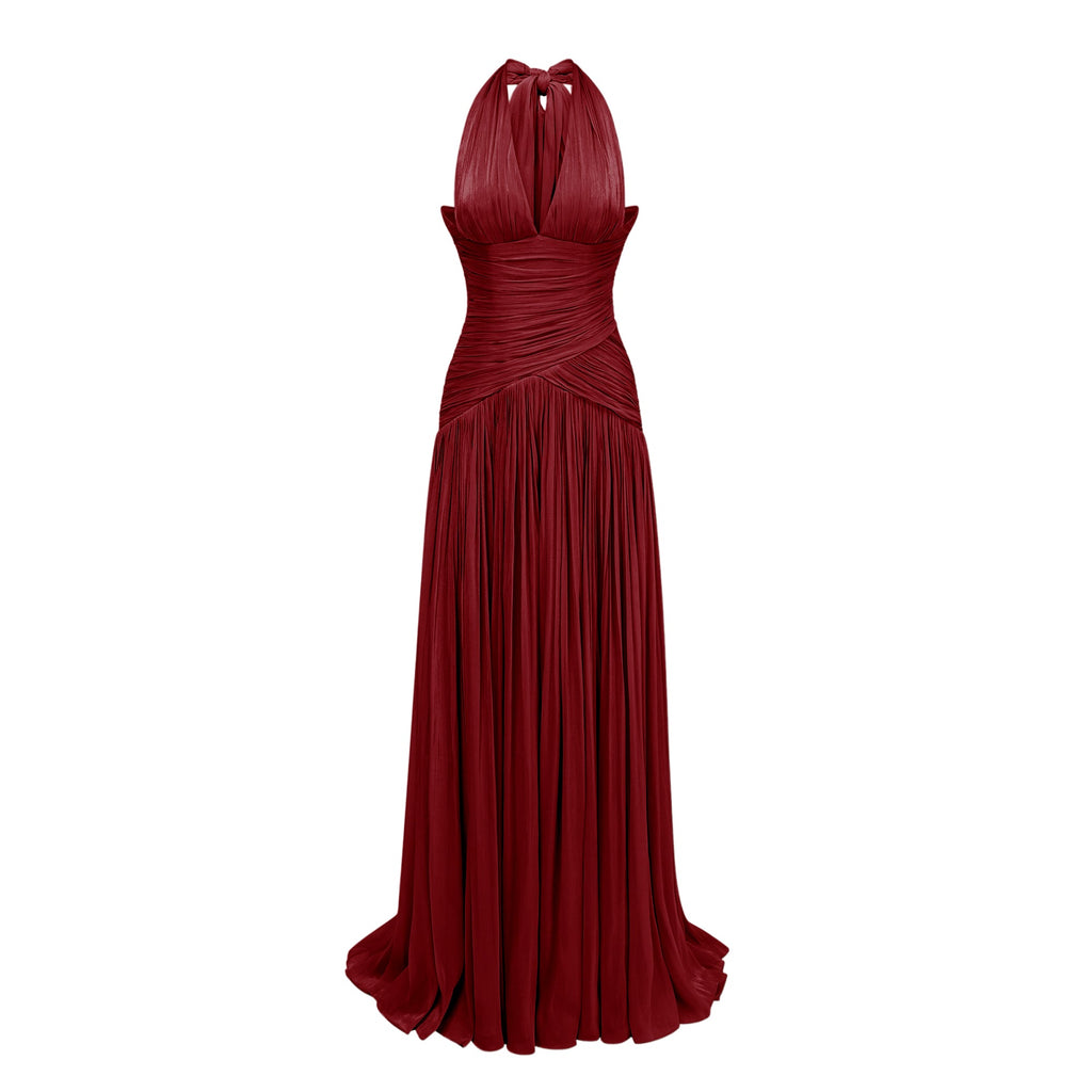 Uranie Red Gathered Maxi Dress