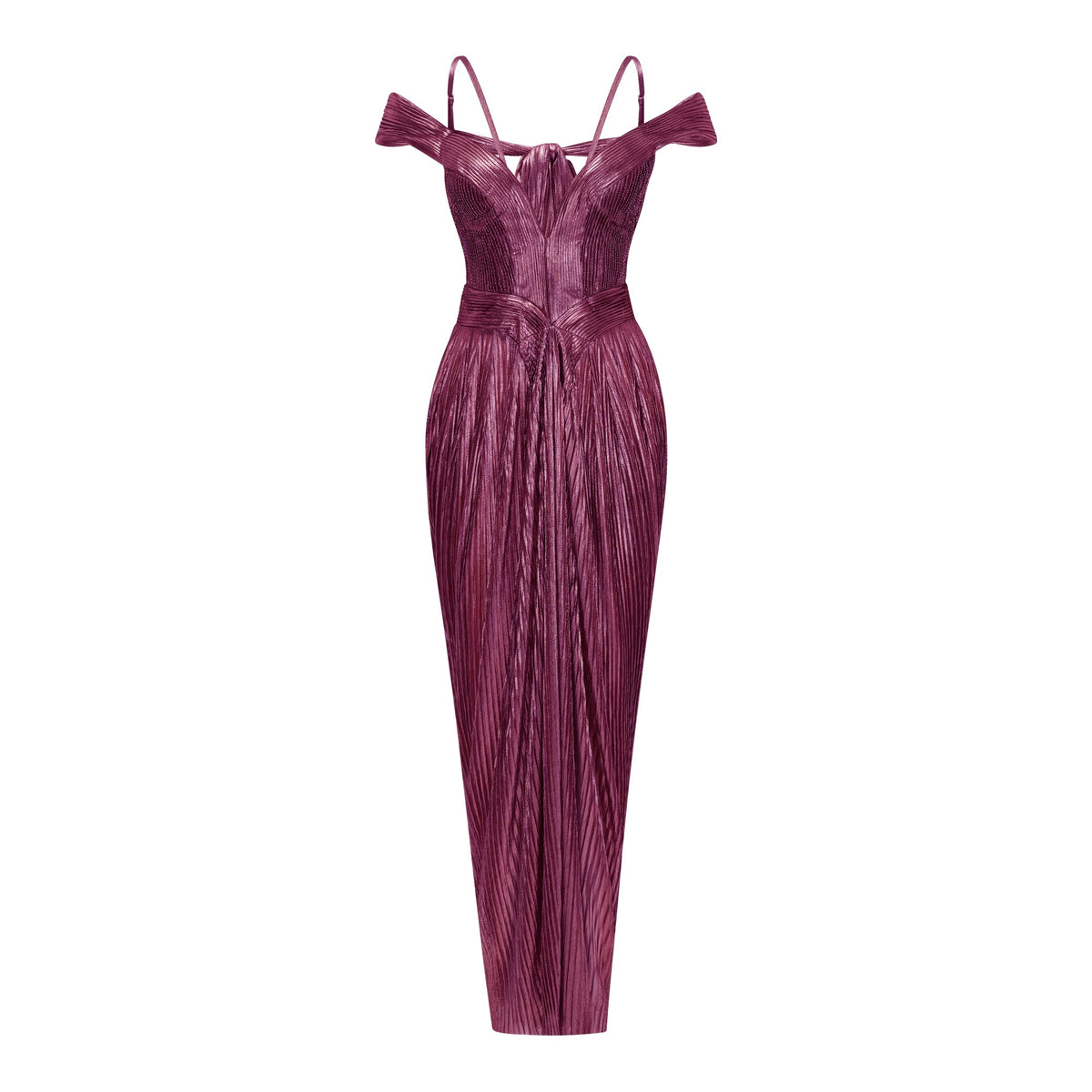Marise Pink Draped Pleated Maxi Dress