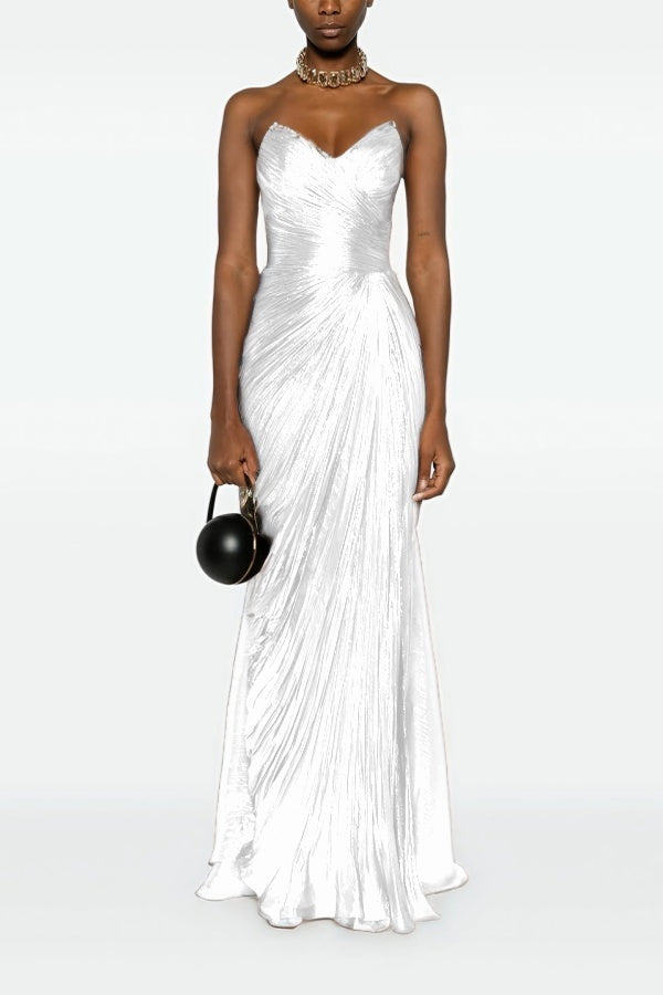 Gorgeous Sweetheart Sleeveless Long Prom Dress with Pleated