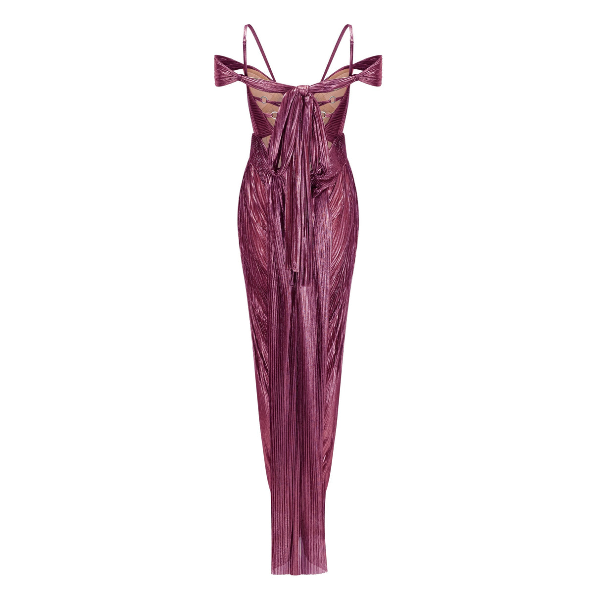 Marise Pink Draped Pleated Maxi Dress