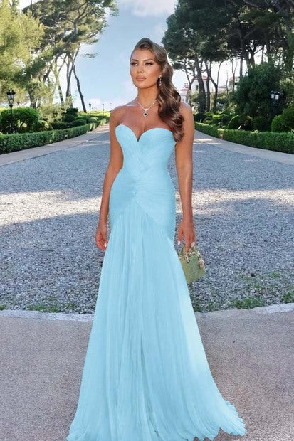 Glamorous Sweetheart Sleeveless Long Prom Dress with Pleated