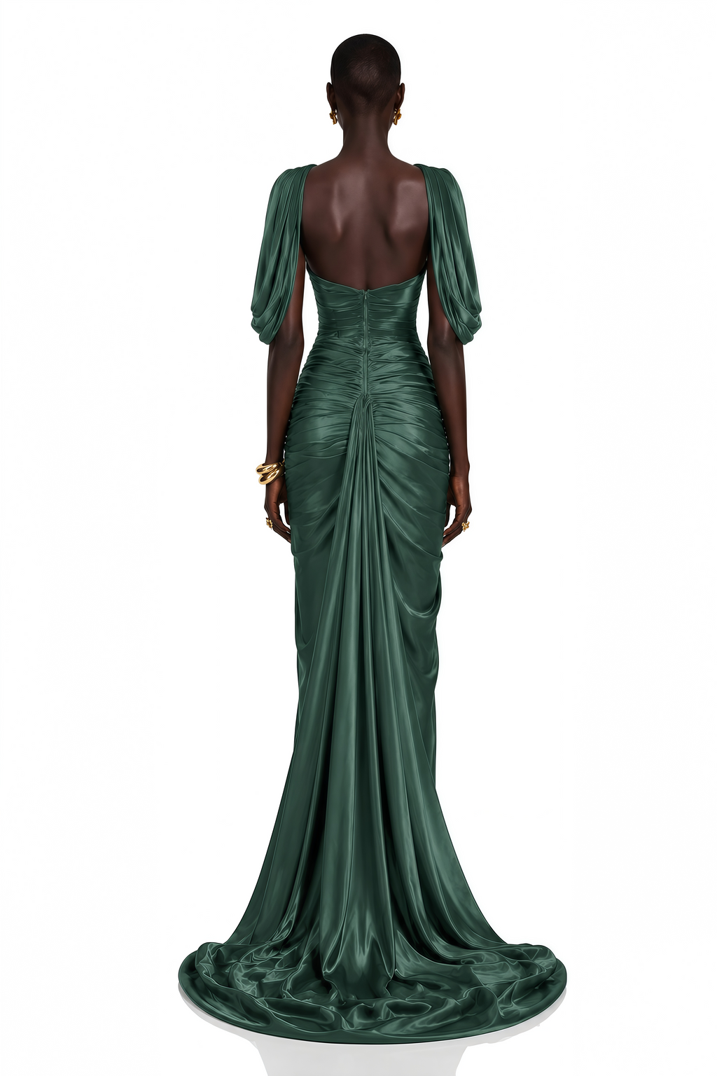 Hazel Green Asymmetrical Draped Maxi Dress