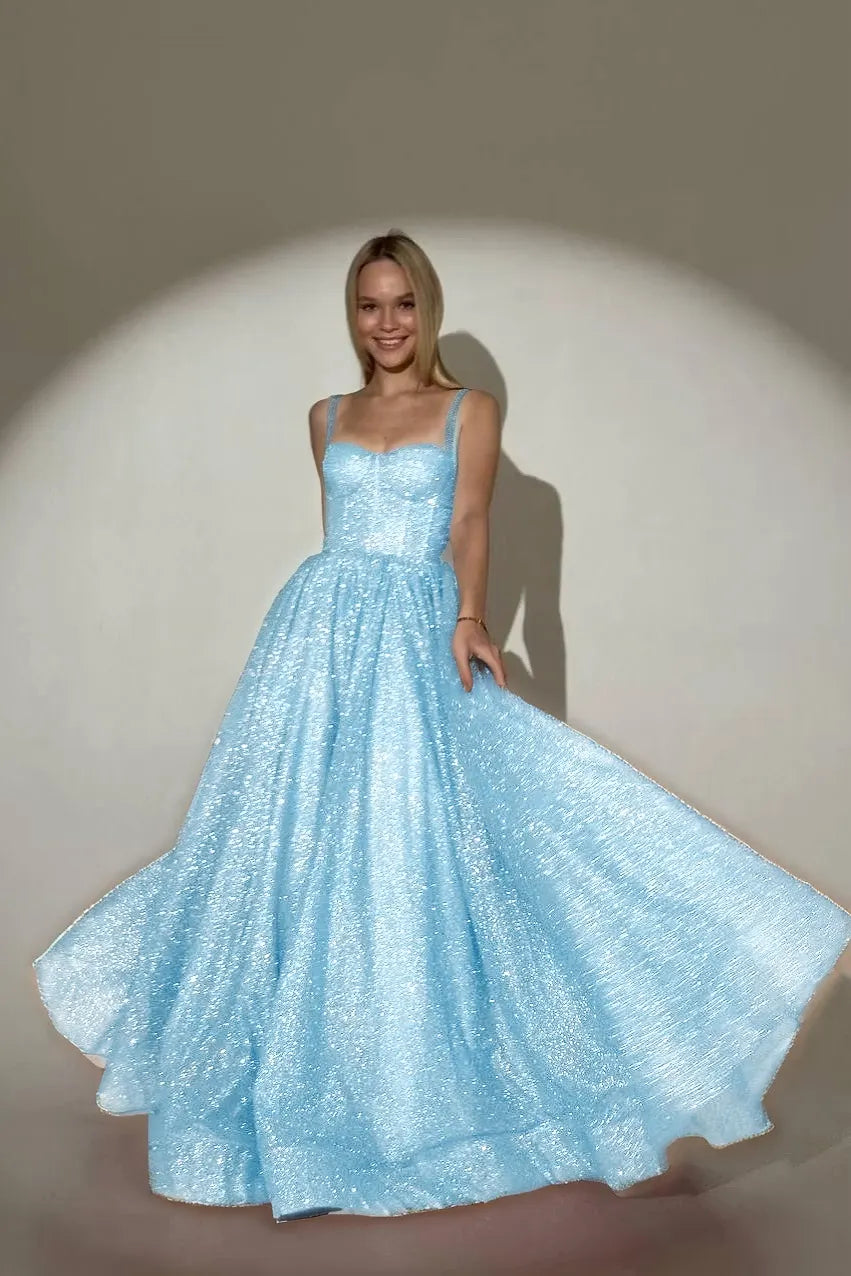 Charming Dusty Rose Sleeveless Spaghetti Strap Sweetheart  Long Prom Dress with Sequins