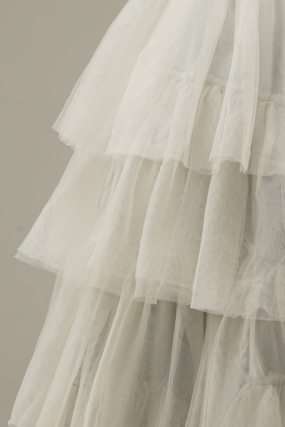 Light Grey Tiered Tulle Princess Prom Dress