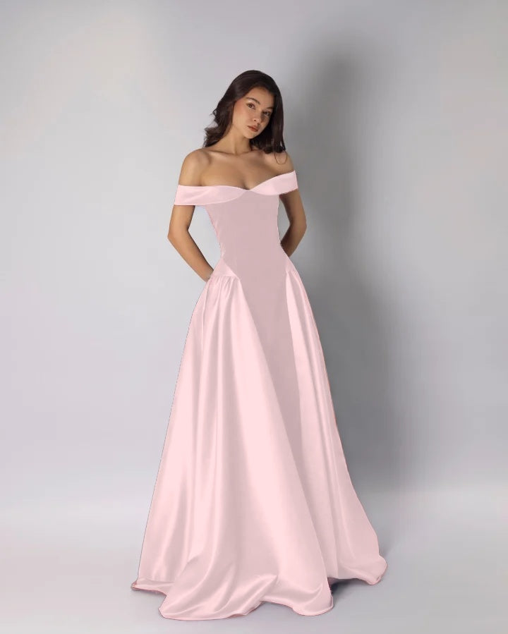 Charming Classic A-Line Off-The-Shoulder Dark Purple Pleated Prom Dress with Sleeveless