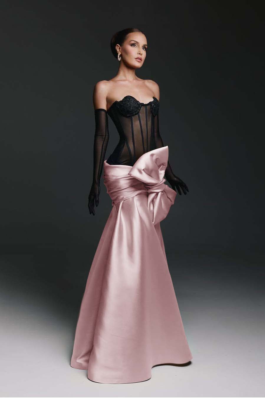 Stunning Sweetheart Sleeveless Mermaid Bow Prom Dress with Gloves