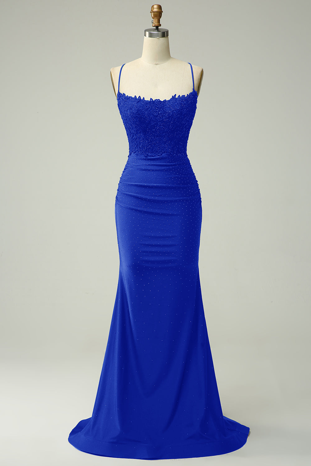 Mermaid Dark Green Satin Spaghetti Straps Prom Dress