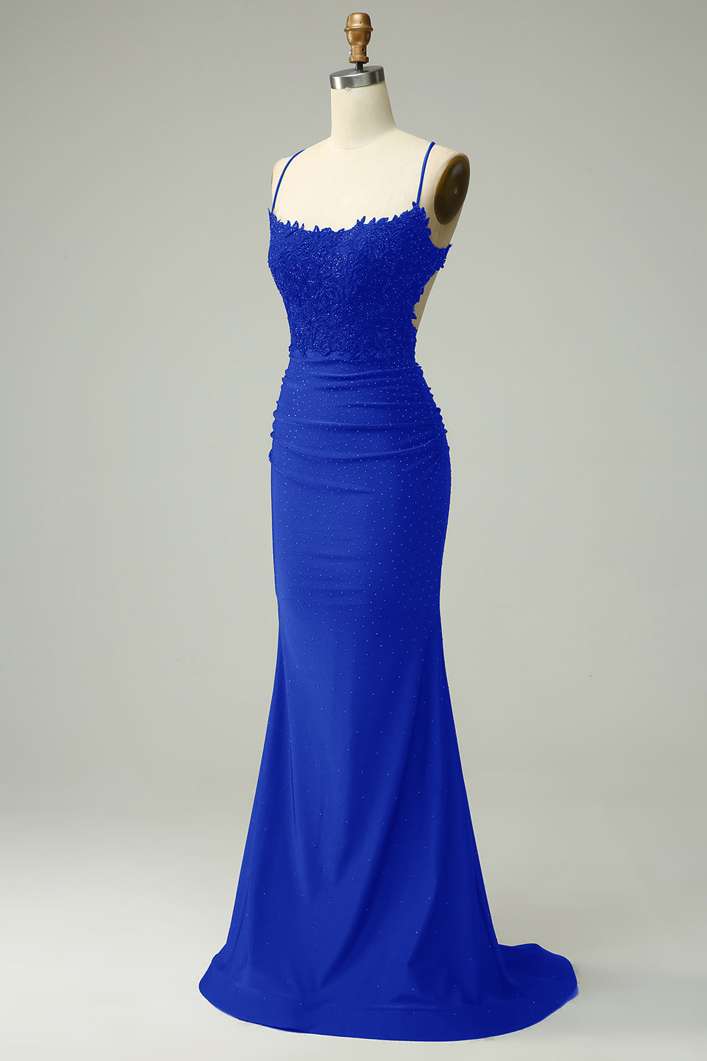 Mermaid Dark Green Satin Spaghetti Straps Prom Dress