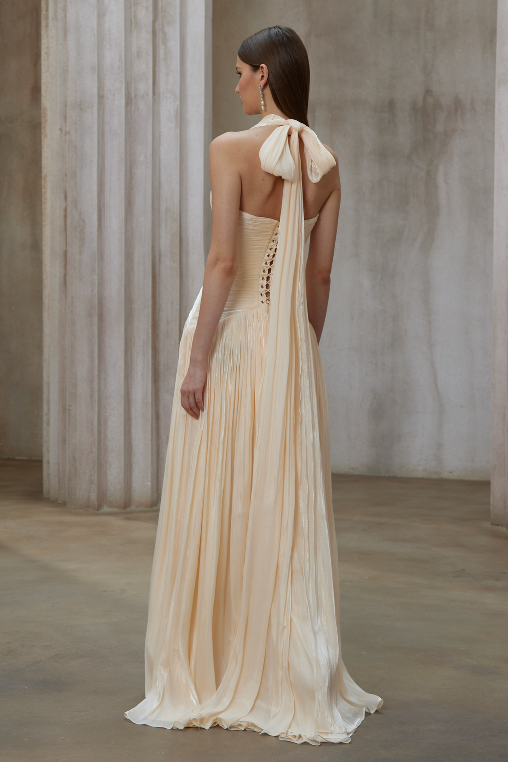 Uranie Neutral Gathered Maxi Dress