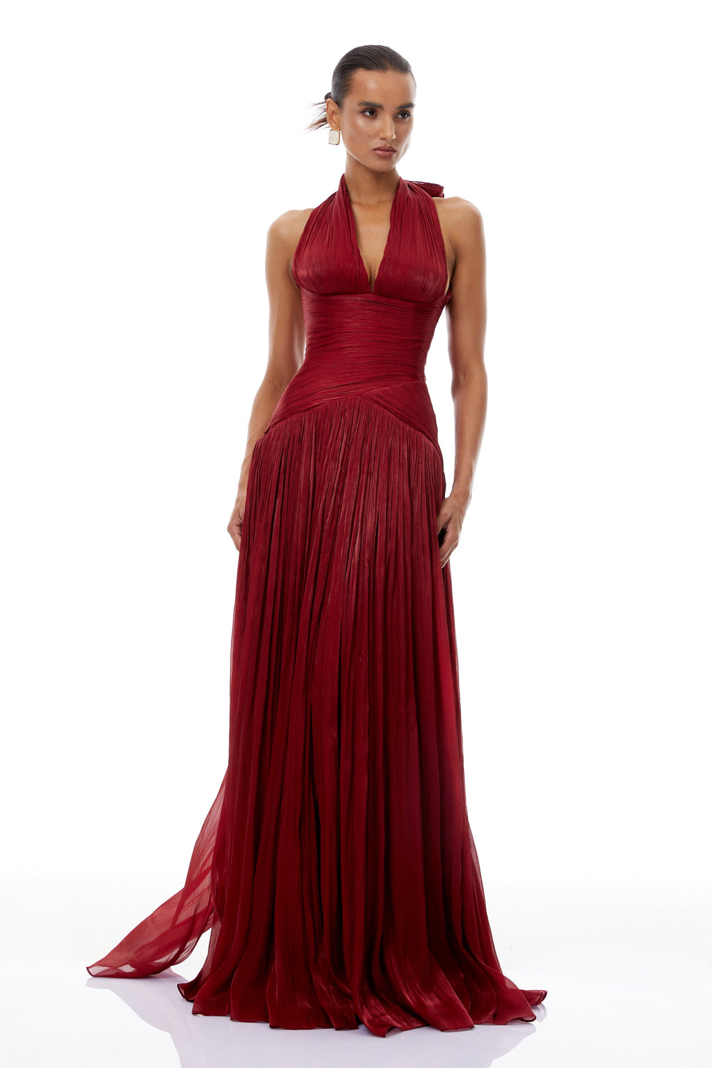 Uranie Red Gathered Maxi Dress