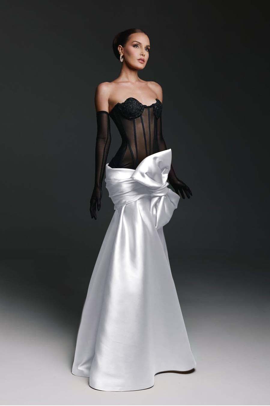 Stunning Sweetheart Sleeveless Mermaid Bow Prom Dress with Gloves