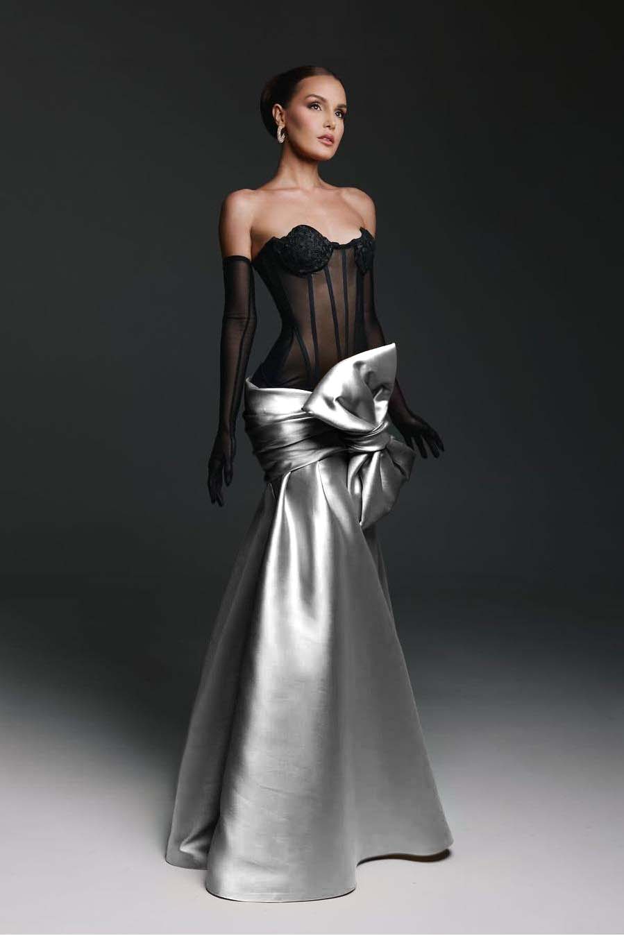 Stunning Sweetheart Sleeveless Mermaid Bow Prom Dress with Gloves