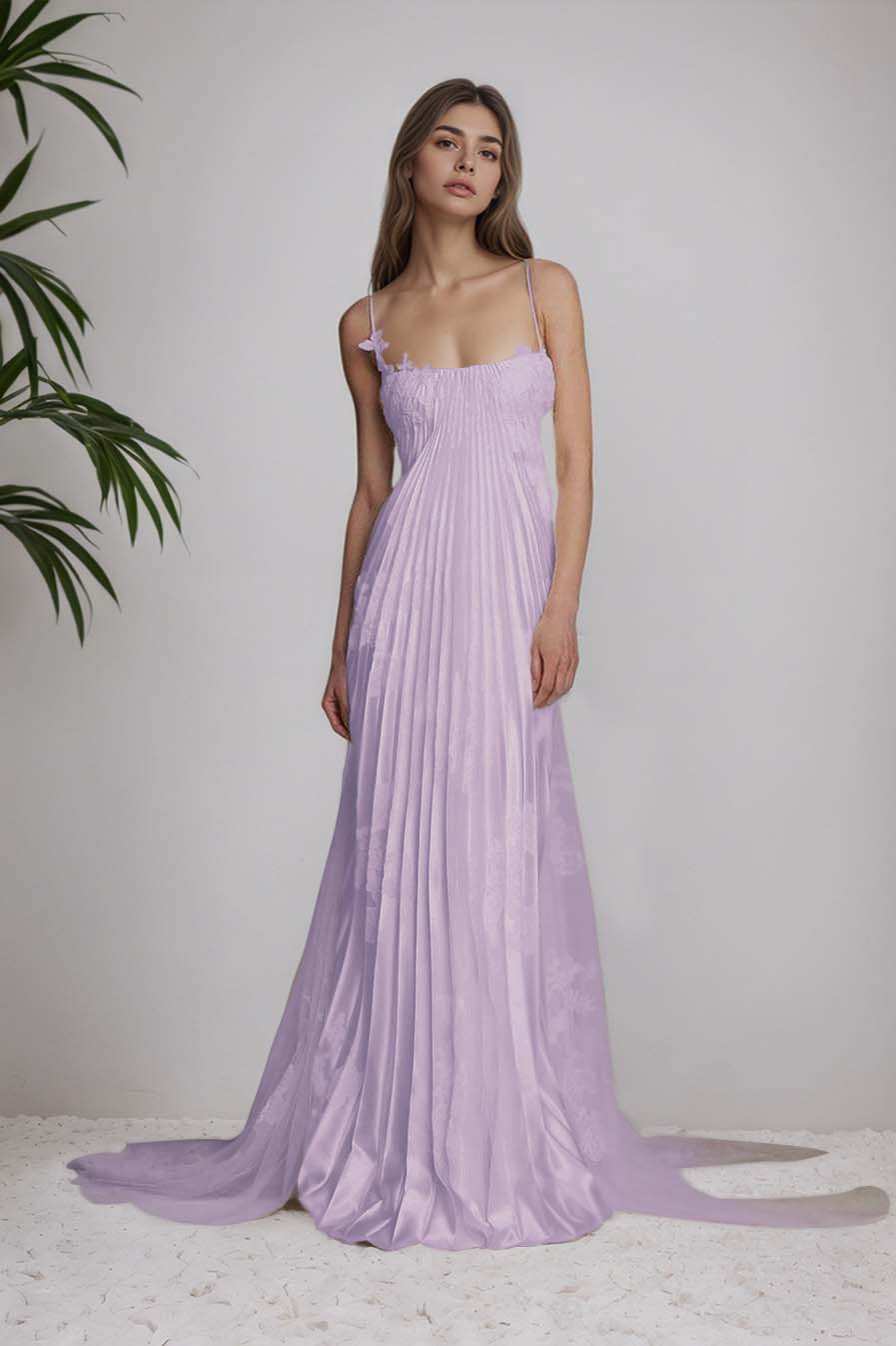 Beautiful Satin Sleeveless Spaghetti Strap Long Prom Dress With Appliques