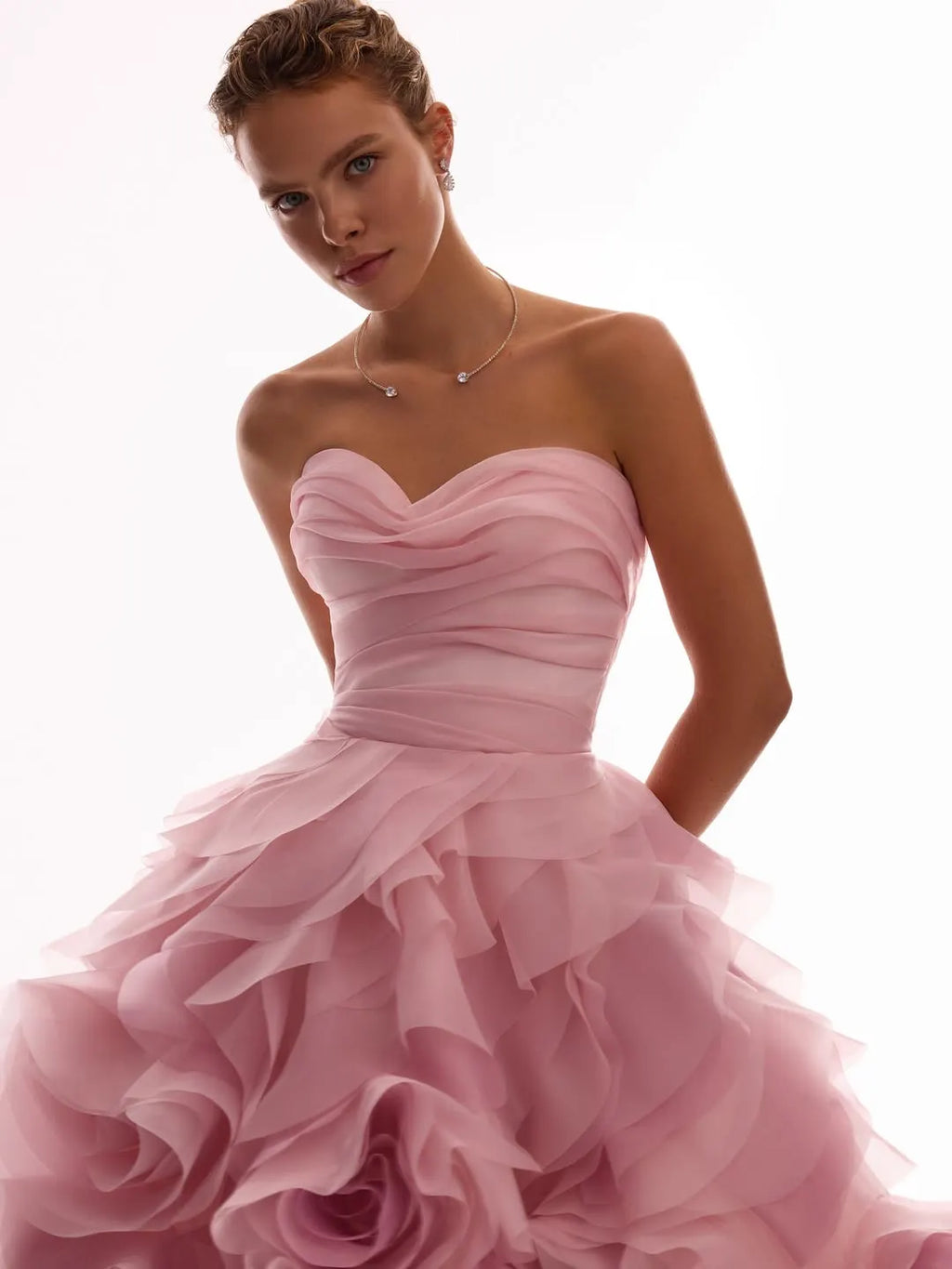 Glamorous Pink Sweetheart Floral Sleeveless Pleated Prom Dress