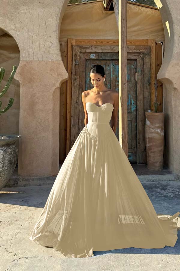 Glamorous Chiffon Chocolate Sweetheart Sleeveless Prom Dress with Pleated