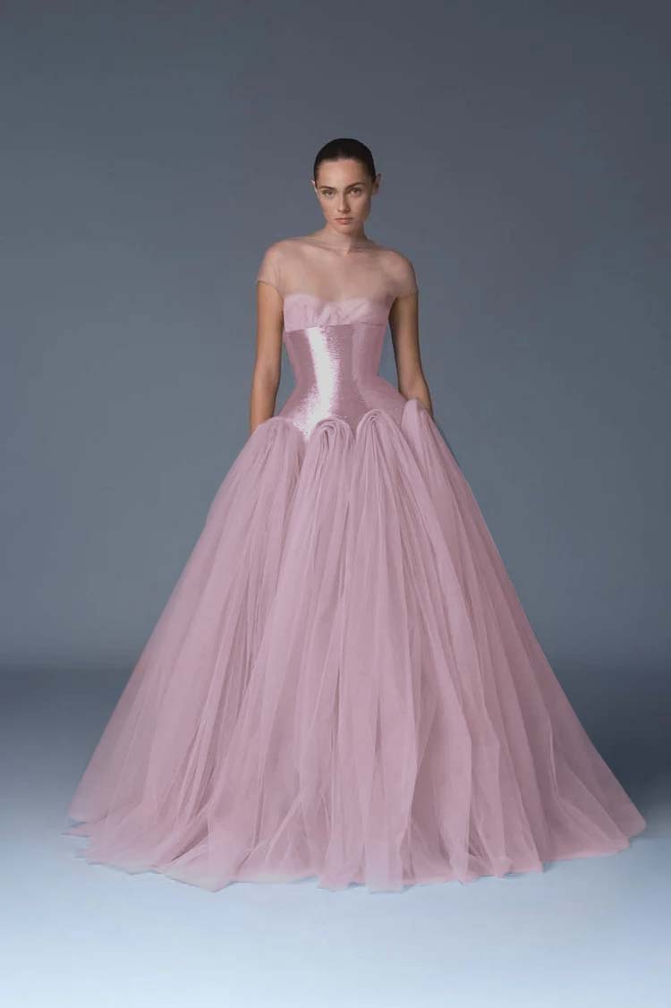 Stunning Dusty Rose Tulle Sleeveless Sweetheart Long Prom Dress with Corset