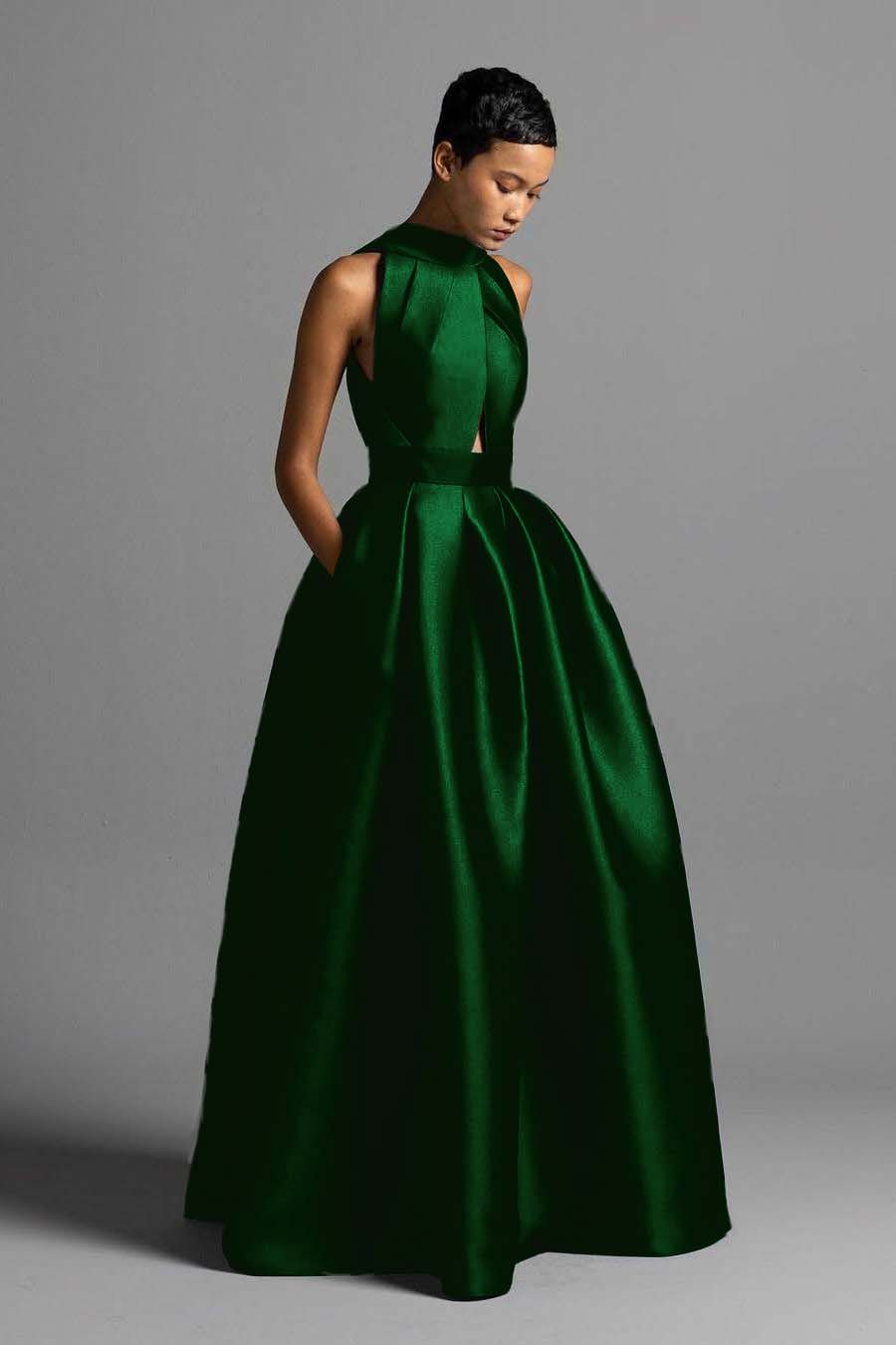 Exquisite Royal Blue Satin Halter Strapless Sleeveless A Line Prom Dress with Pleated