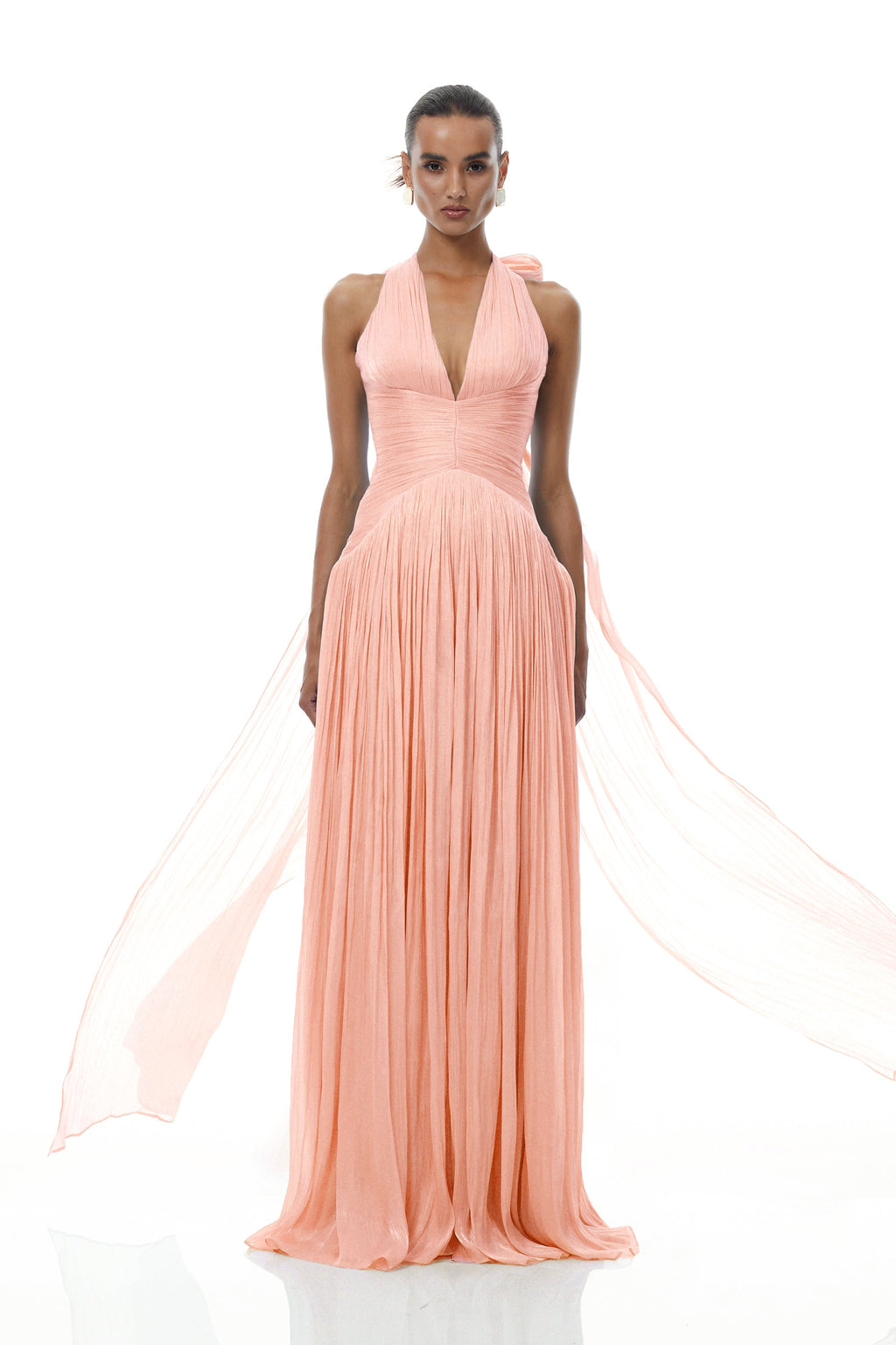 Térébenthine Pink Glossy Gathered Maxi Dress