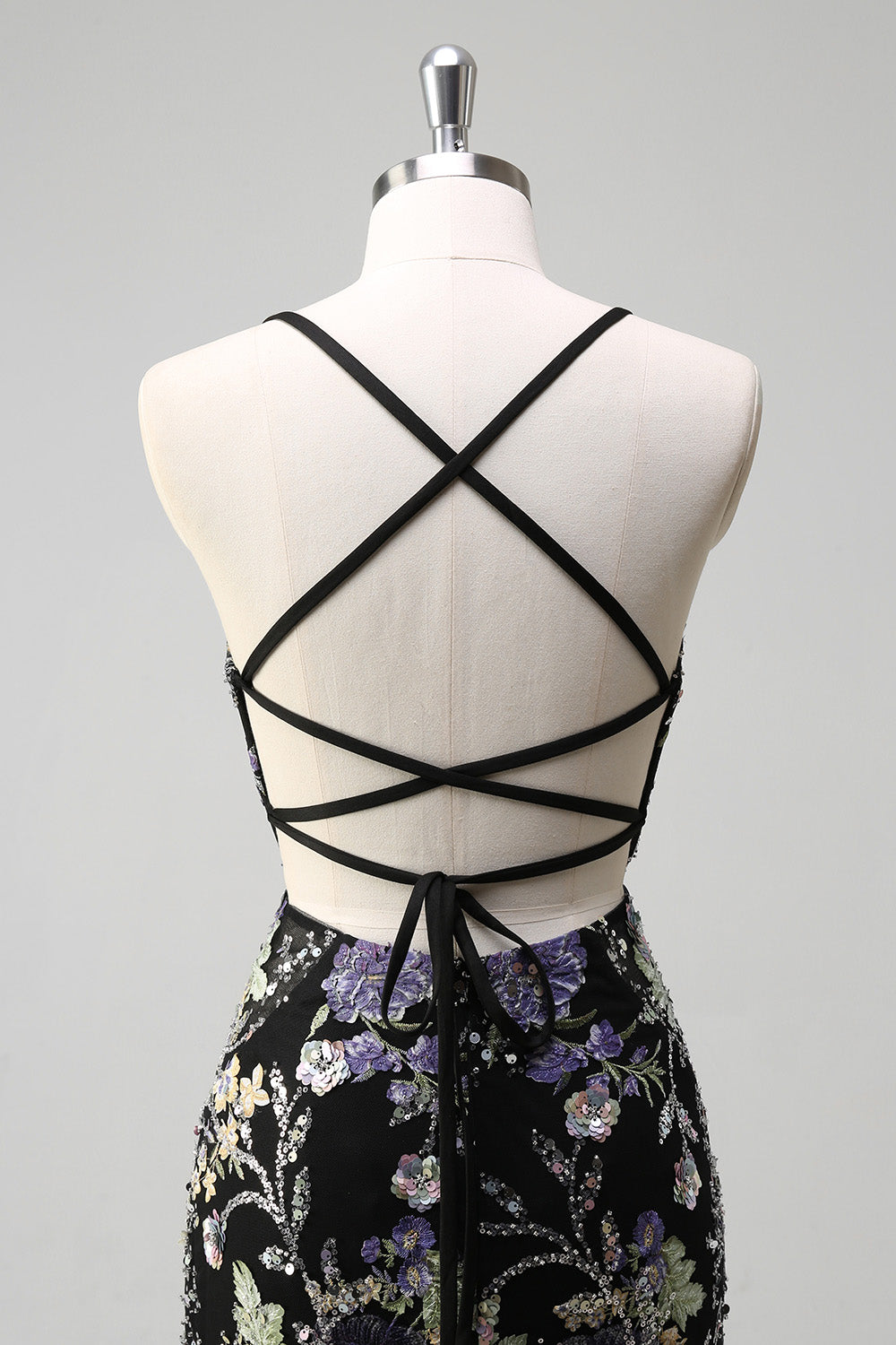 Sparkly Lilac Beaded Floral Mermaid Long Prom Dress with Sequins