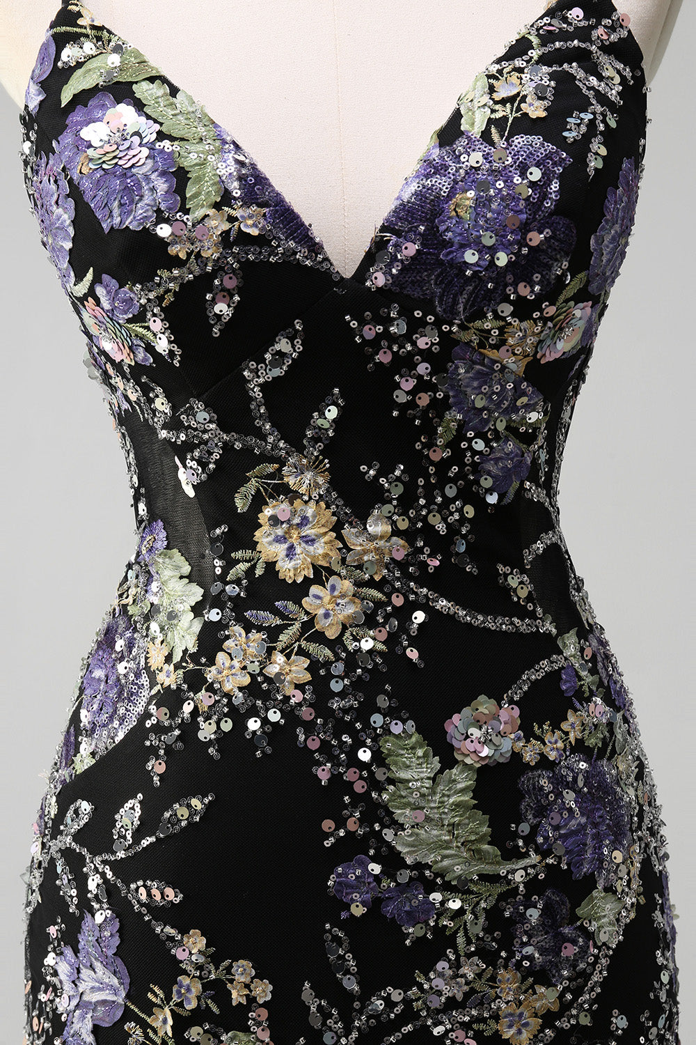Sparkly Peacock Floral Beaded Mermaid Long Prom Dress with Sequins