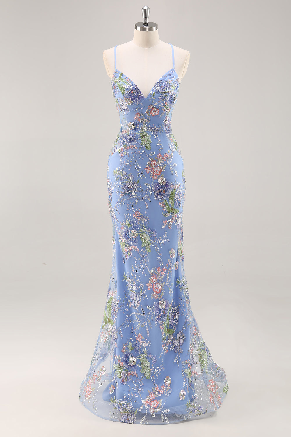 Sparkly Peacock Floral Beaded Mermaid Long Prom Dress with Sequins