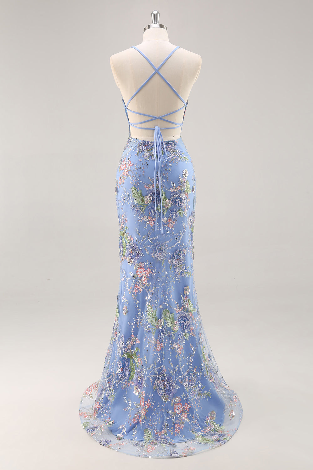 Sparkly Peacock Floral Beaded Mermaid Long Prom Dress with Sequins