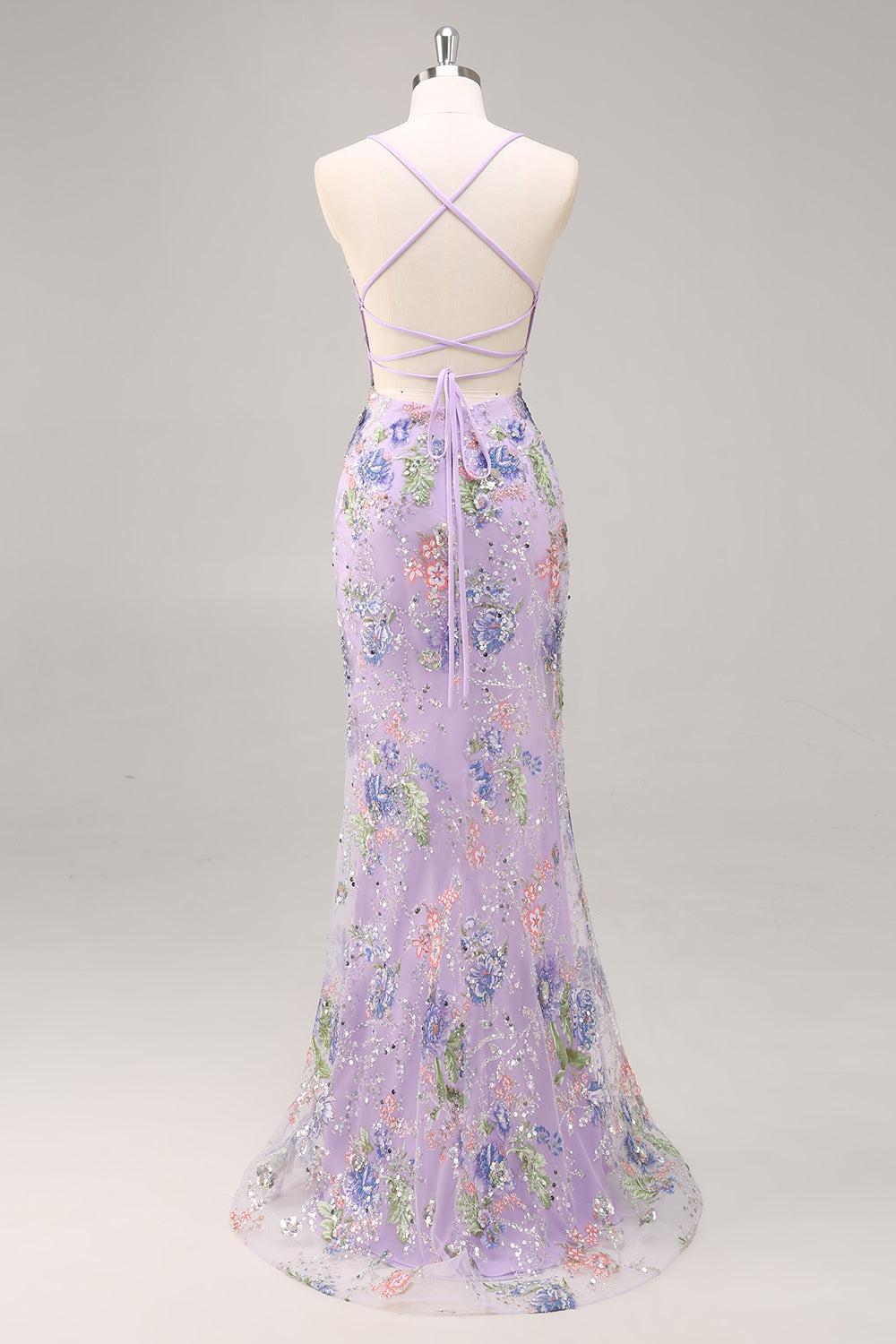 Sparkly Peacock Floral Beaded Mermaid Long Prom Dress with Sequins