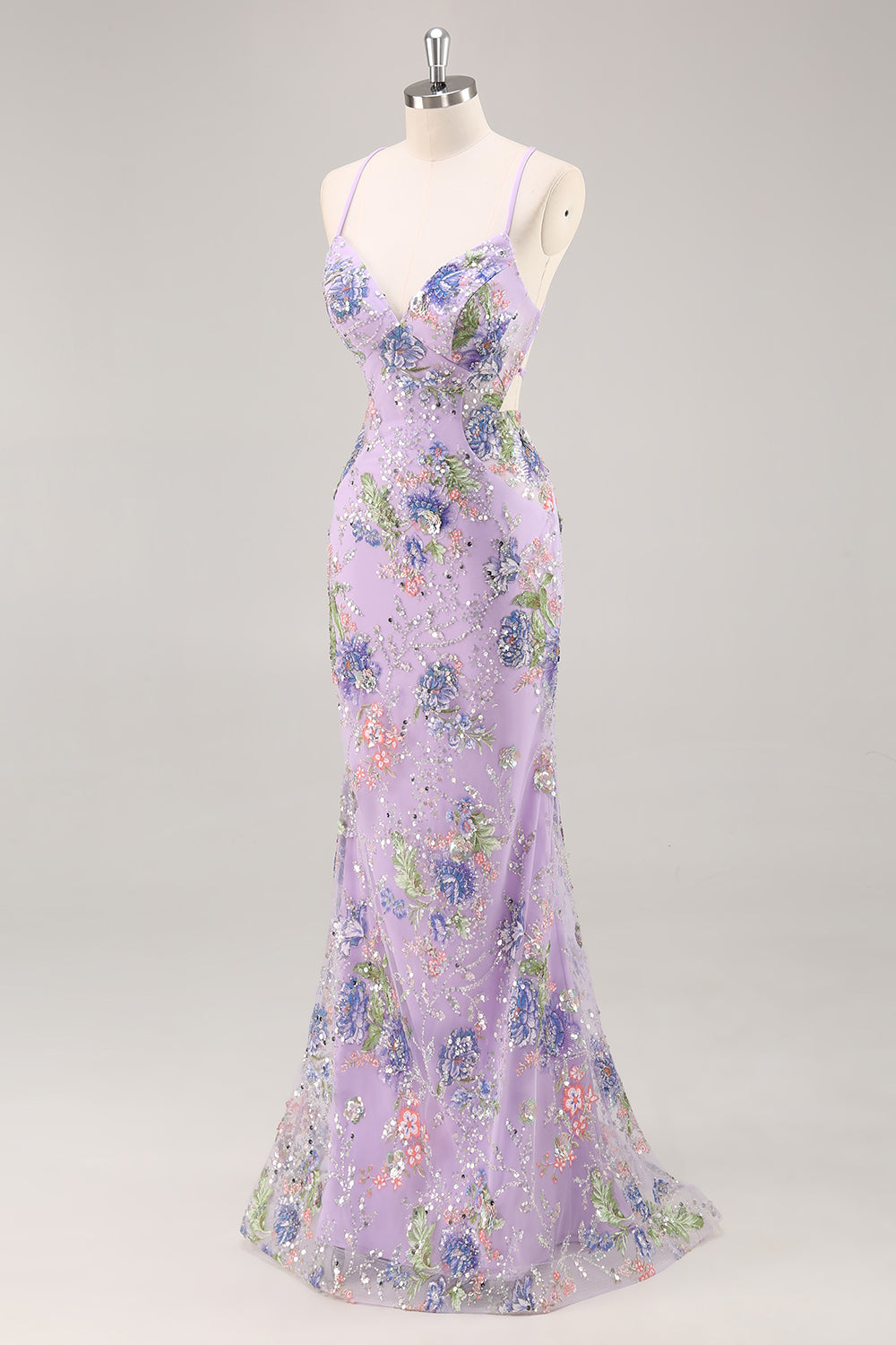 Sparkly Peacock Floral Beaded Mermaid Long Prom Dress with Sequins