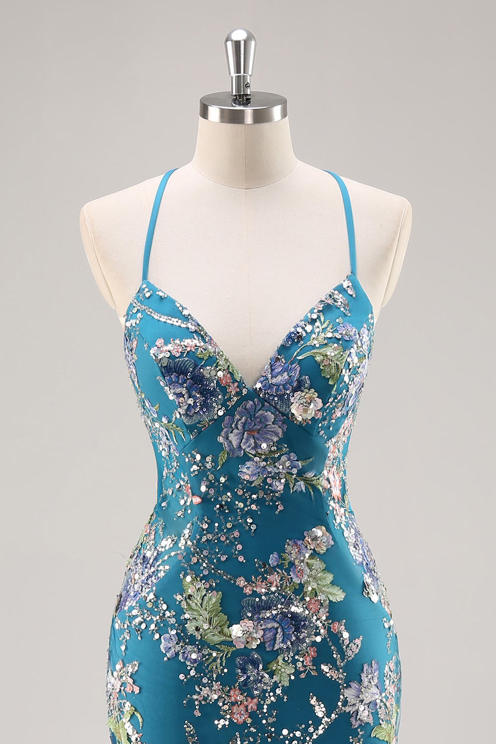 Sparkly Peacock Floral Beaded Mermaid Long Prom Dress with Sequins