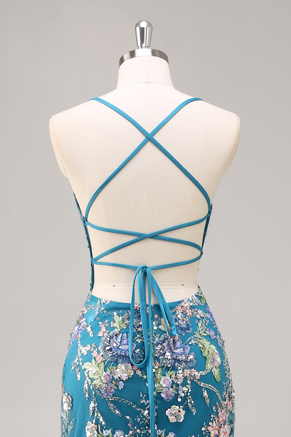 Sparkly Lilac Beaded Floral Mermaid Long Prom Dress with Sequins