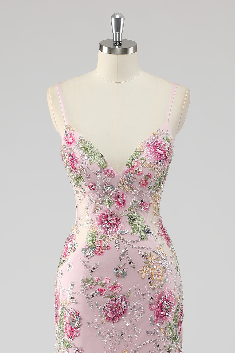 Sparkly Lilac Beaded Floral Mermaid Long Prom Dress with Sequins