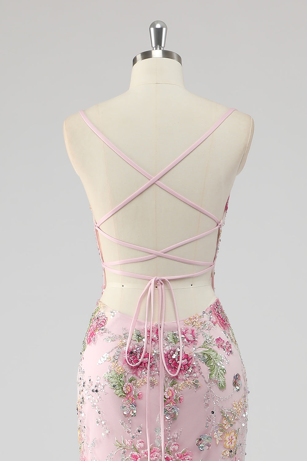 Sparkly Lilac Beaded Floral Mermaid Long Prom Dress with Sequins