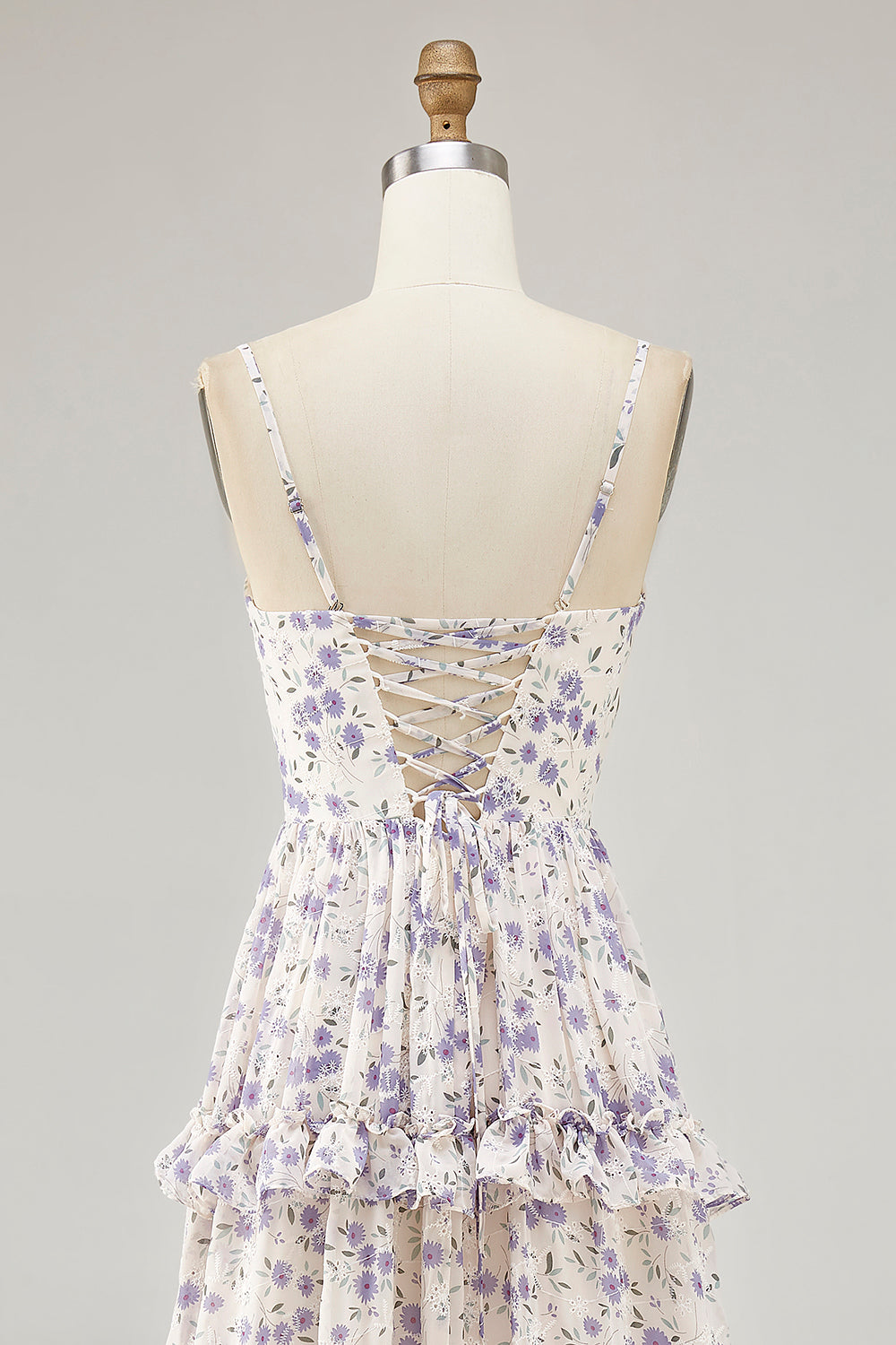 Purple Flower A-line Cut Out Long Chiffon Bridesmaid Dress with Slit