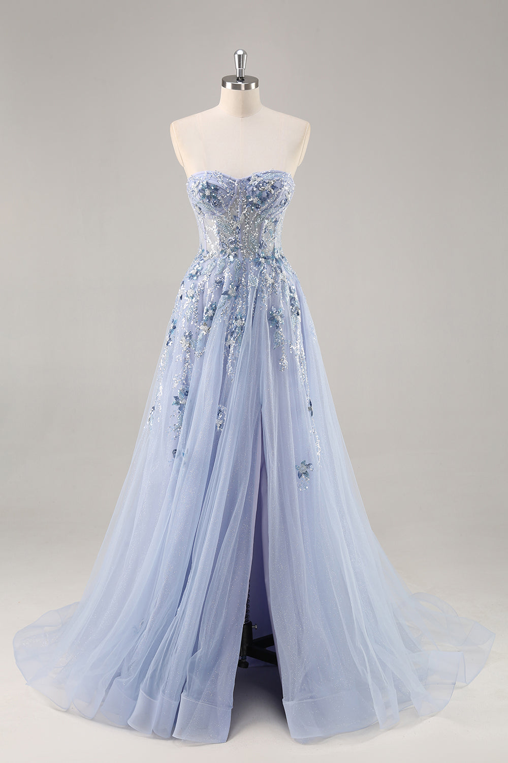Sparkly Green Corset Sweetheart Long Prom Dress with Appliques