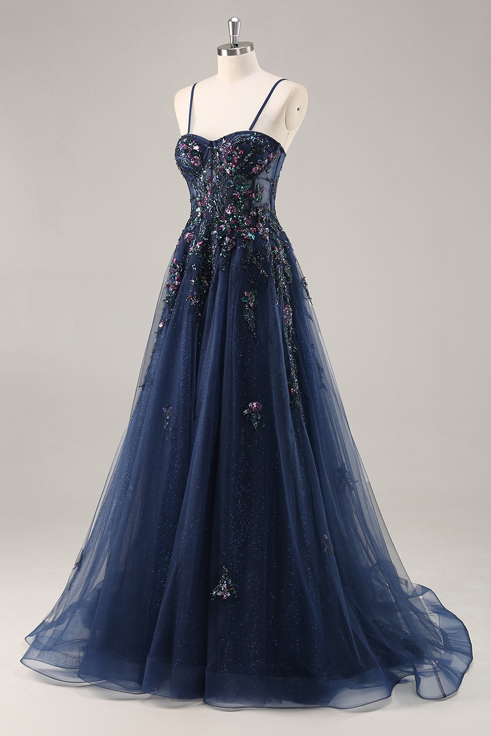 Sparkly Green Corset Sweetheart Long Prom Dress with Appliques