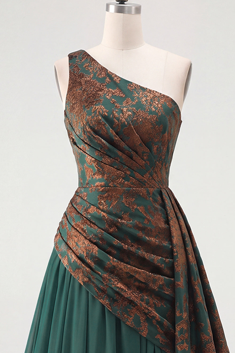 Dark Green A Line One Shoulder Ruched Long Velvet Holiday Dress