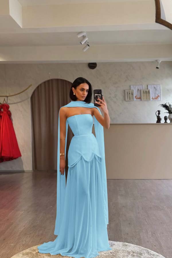 Glamorous White Satin Strapless Sleeveless Long Pleated Prom Dress with Beadings