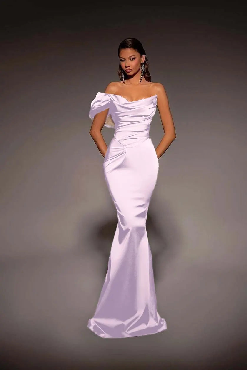 Beautiful One Shoulder A Line Mermaid Prom Dress Off The Shoulder