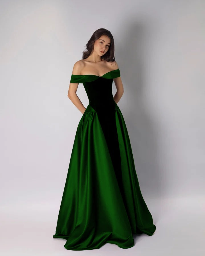 Charming Classic A-Line Off-The-Shoulder Dark Purple Pleated Prom Dress with Sleeveless