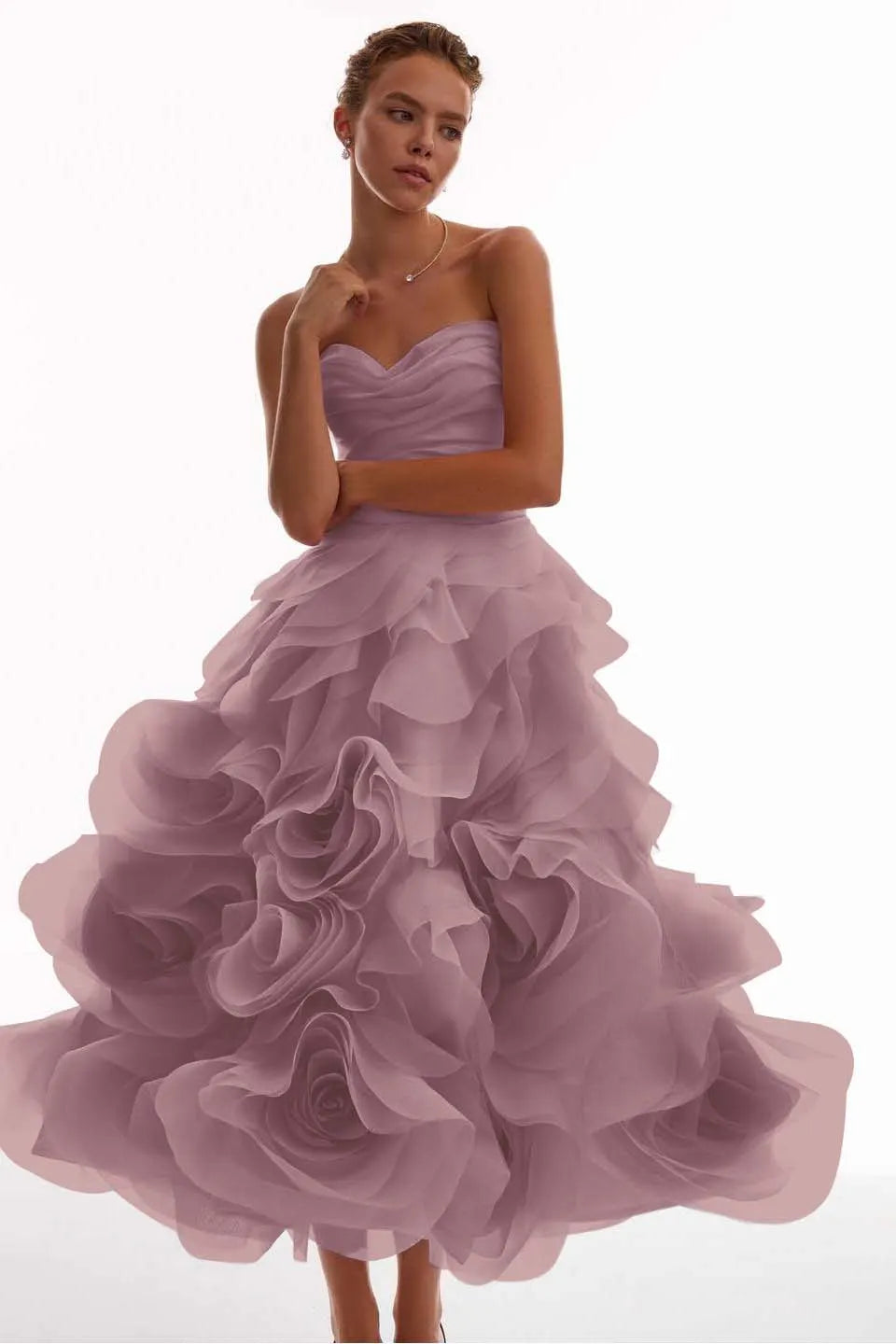 Glamorous Pink Sweetheart Floral Sleeveless Pleated Prom Dress