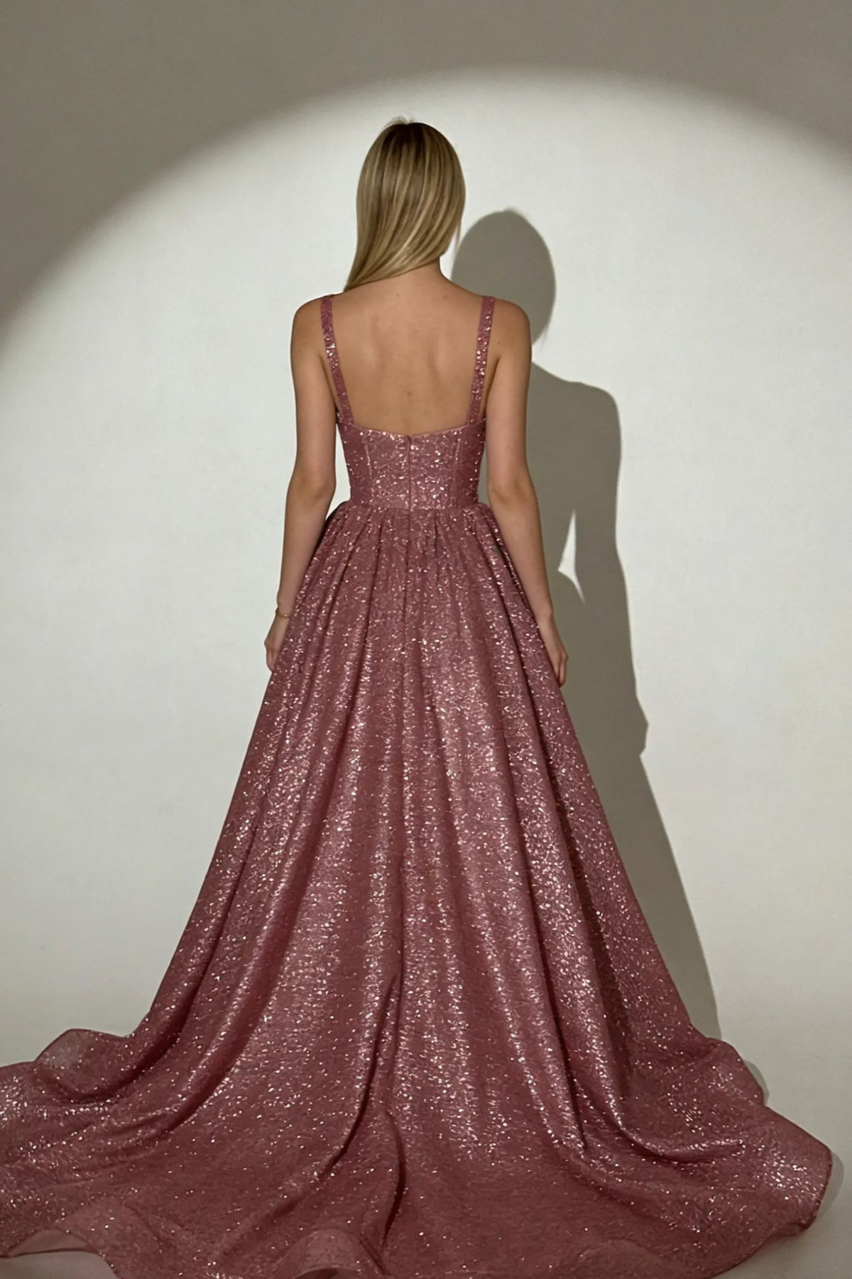 Charming Dusty Rose Sleeveless Spaghetti Strap Sweetheart  Long Prom Dress with Sequins