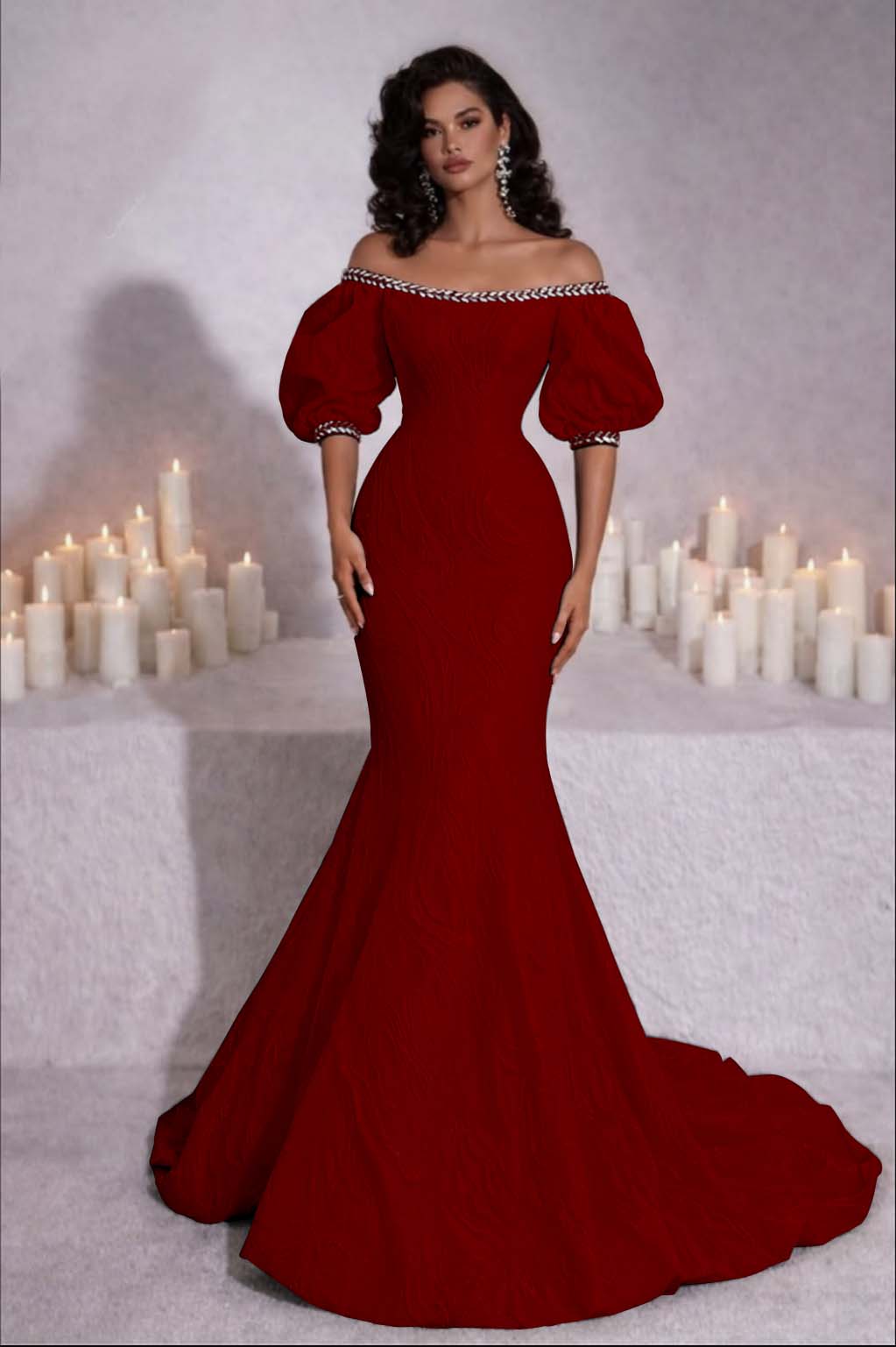 Stunning Black Strapless Off the Shoulder Bubble Sleeves Sweep Prom Dress