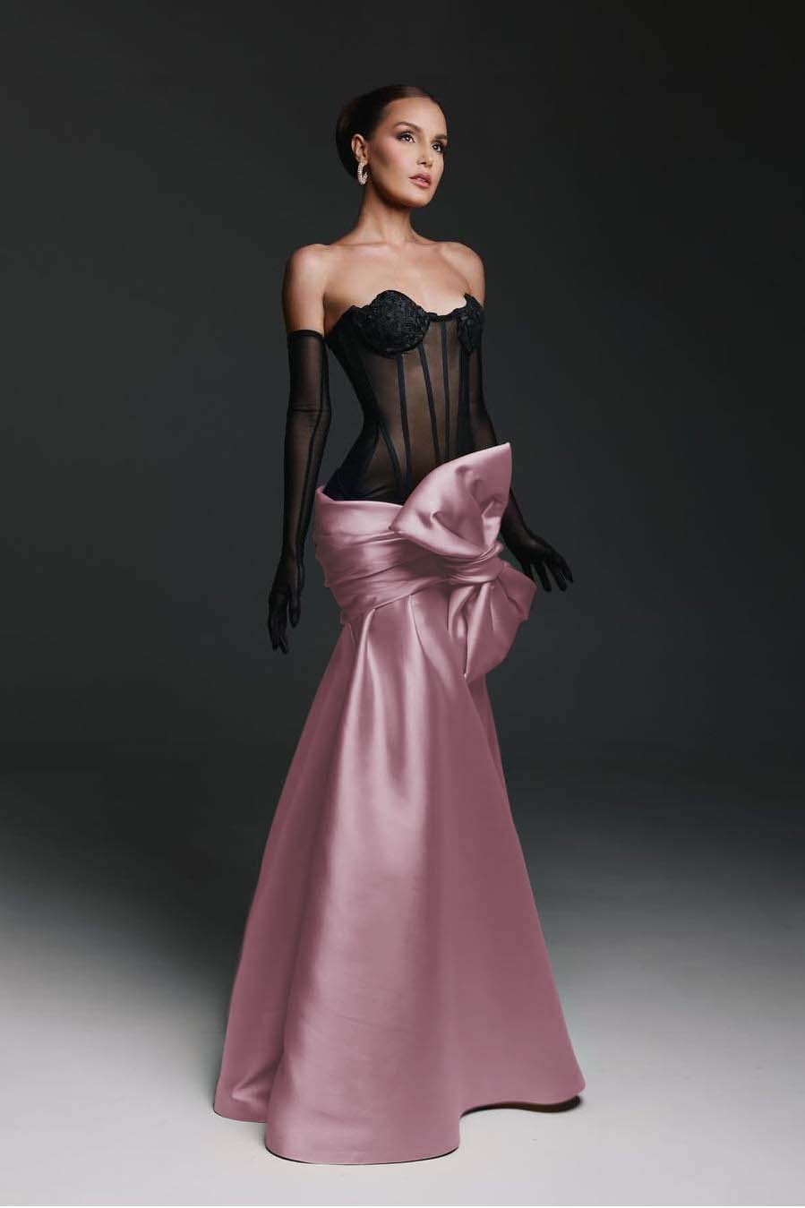Stunning Sweetheart Sleeveless Mermaid Bow Prom Dress with Gloves