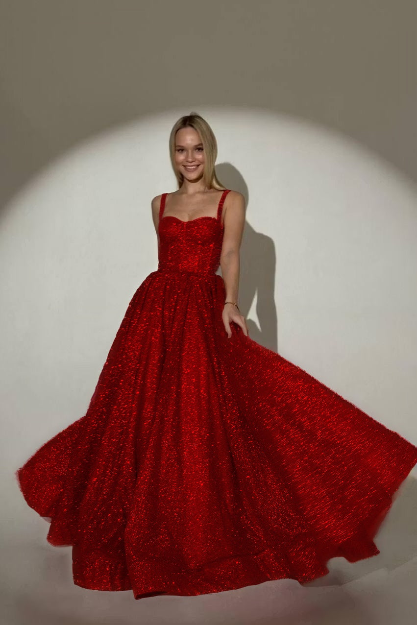 Charming Dusty Rose Sleeveless Spaghetti Strap Sweetheart  Long Prom Dress with Sequins