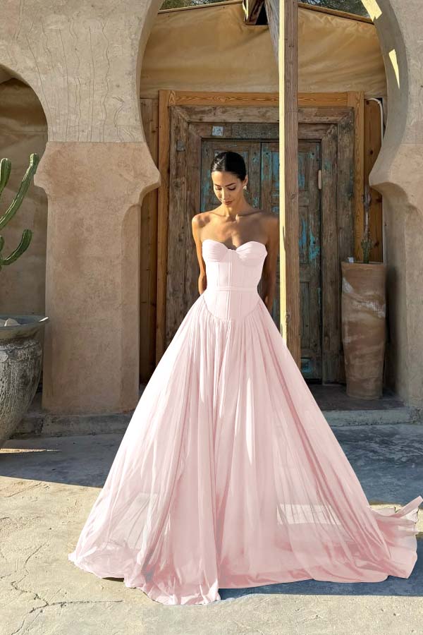 Glamorous Chiffon Chocolate Sweetheart Sleeveless Prom Dress with Pleated