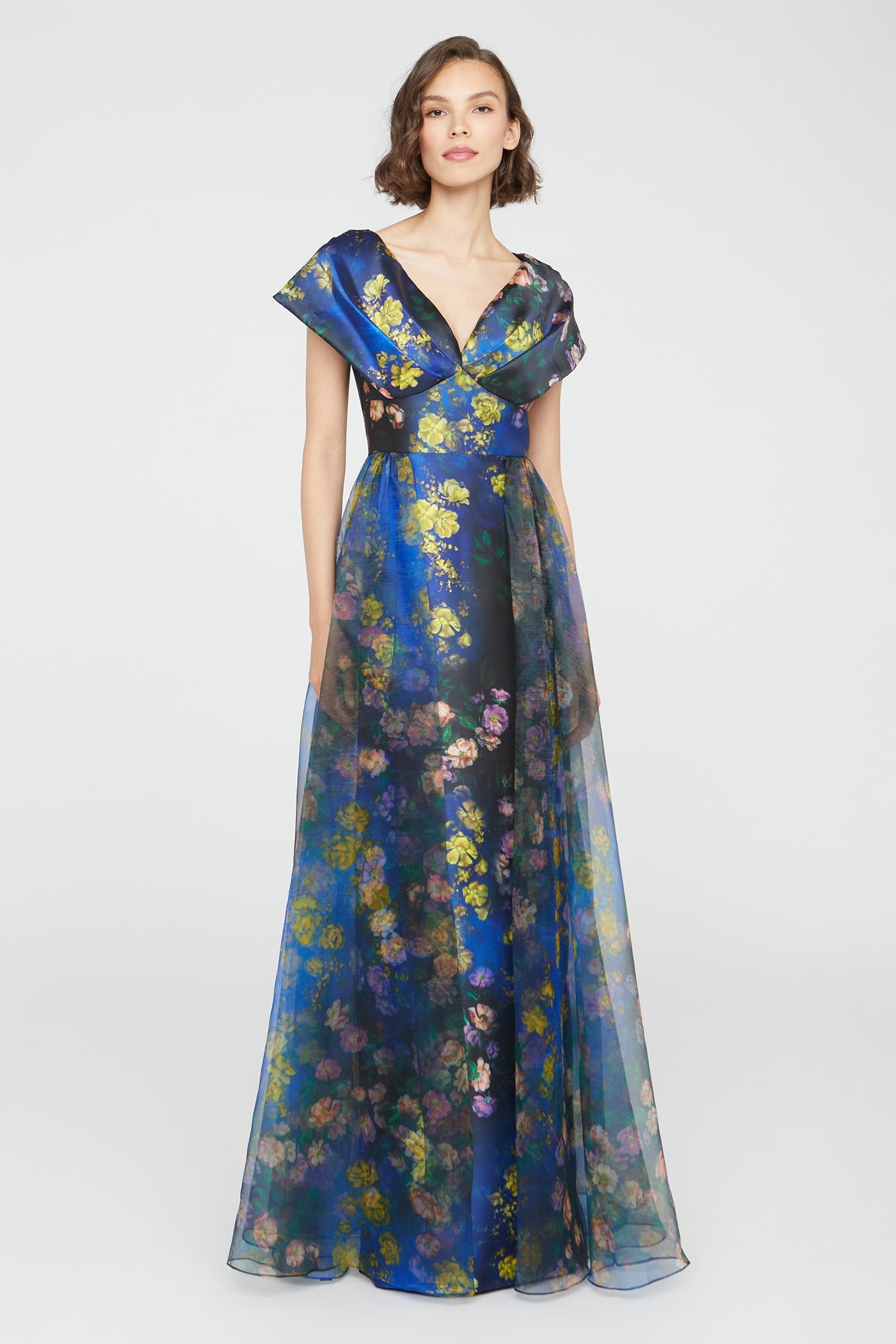 Nadia Draped V Neck Gown