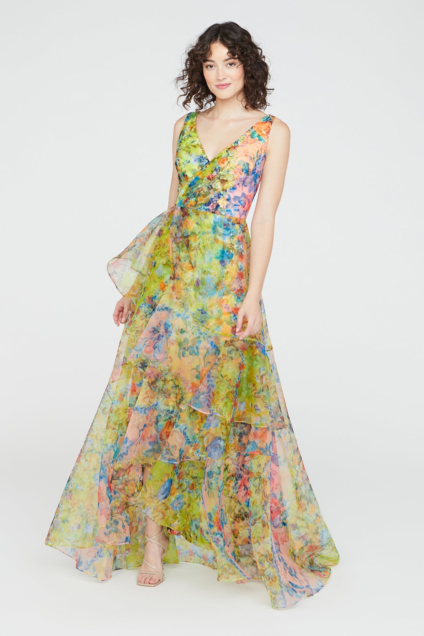 Mindy Organza V Neck Gown